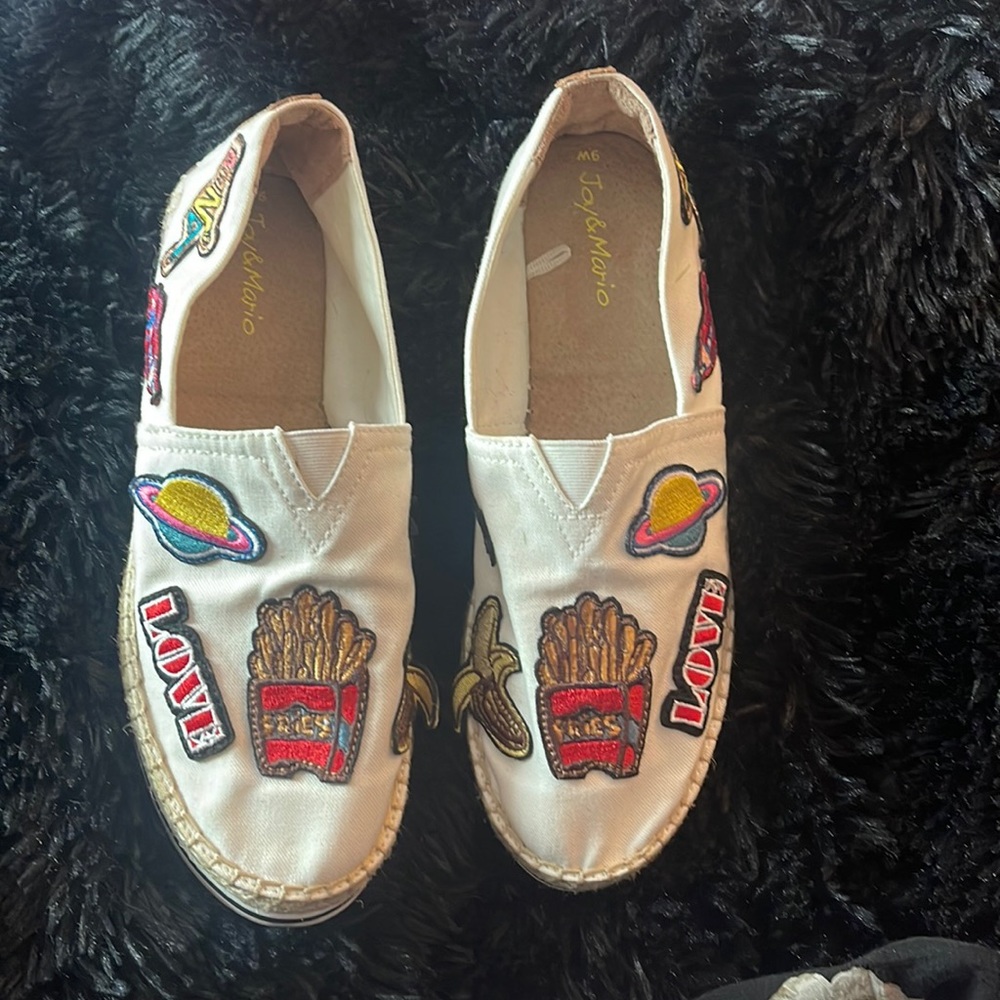 Joy And Mario Canvas Slip On Shoes Womens 9W Patch Work